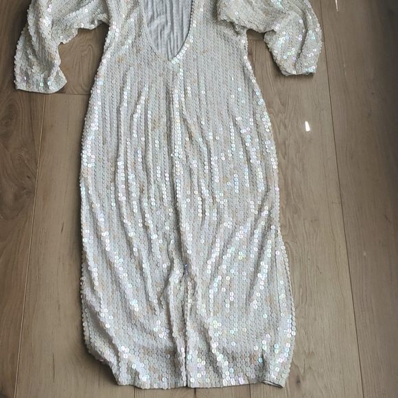 Vintage Oleg Cassini Iridescent White Sequin Dress Size 4 - Picture 4 of 7